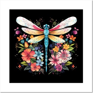 Floral Dragonfly Posters and Art